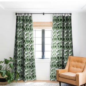 Modern Green Patterned Curtains 2- 50 x96